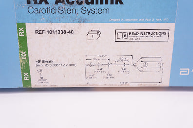 Abbott 1011338-40 RX Acculink Carotid Stnt System 6.0 x 40 x 132cm (x)
